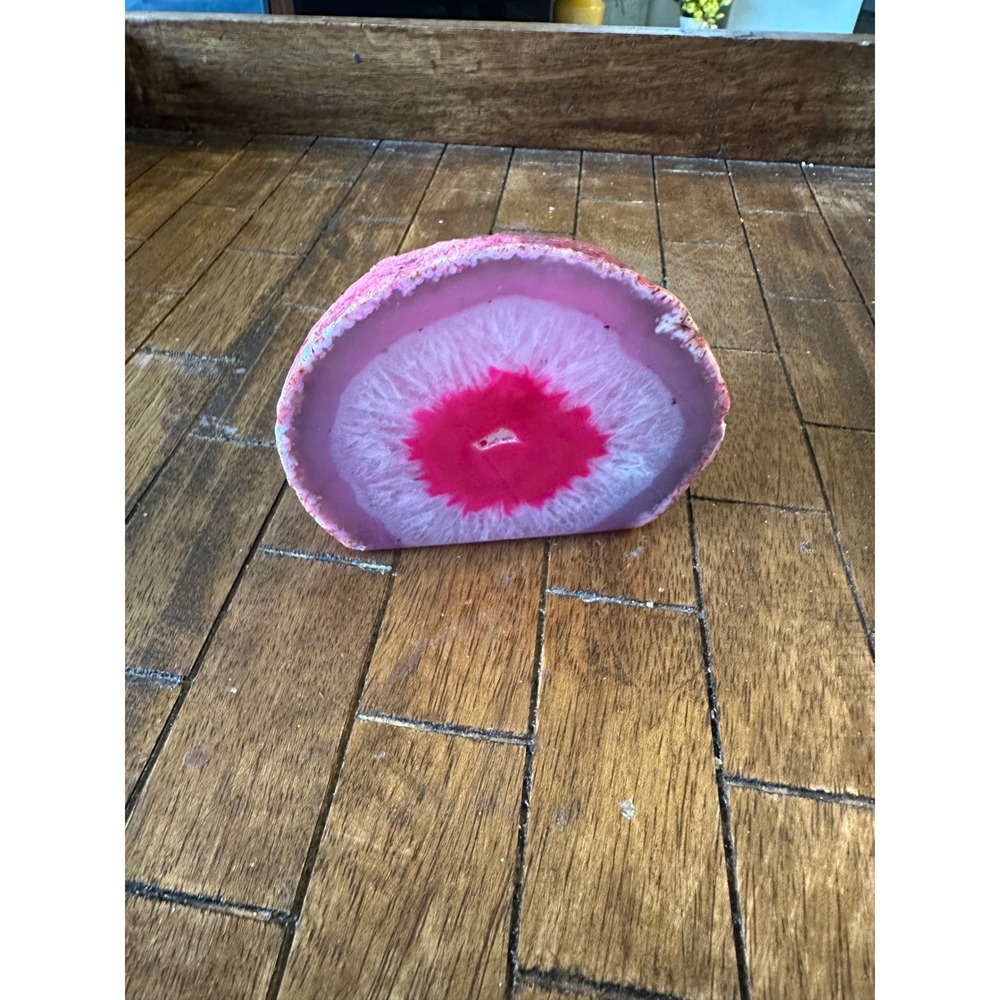 Pink Agate Geode Tea Light Candle Holder Polished‎ Crystal Cluster Brazil 3x4in